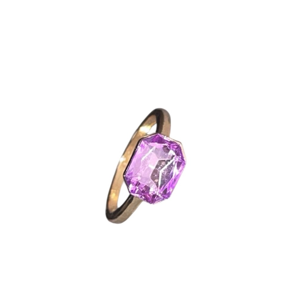Purple Crystal Solitaire Ring - Women's Jewelry